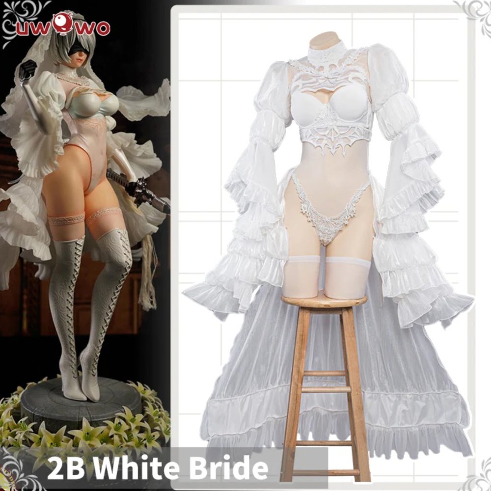 Nier: Automata 2B White Wedding Dress Bride Cosplay - S NWT